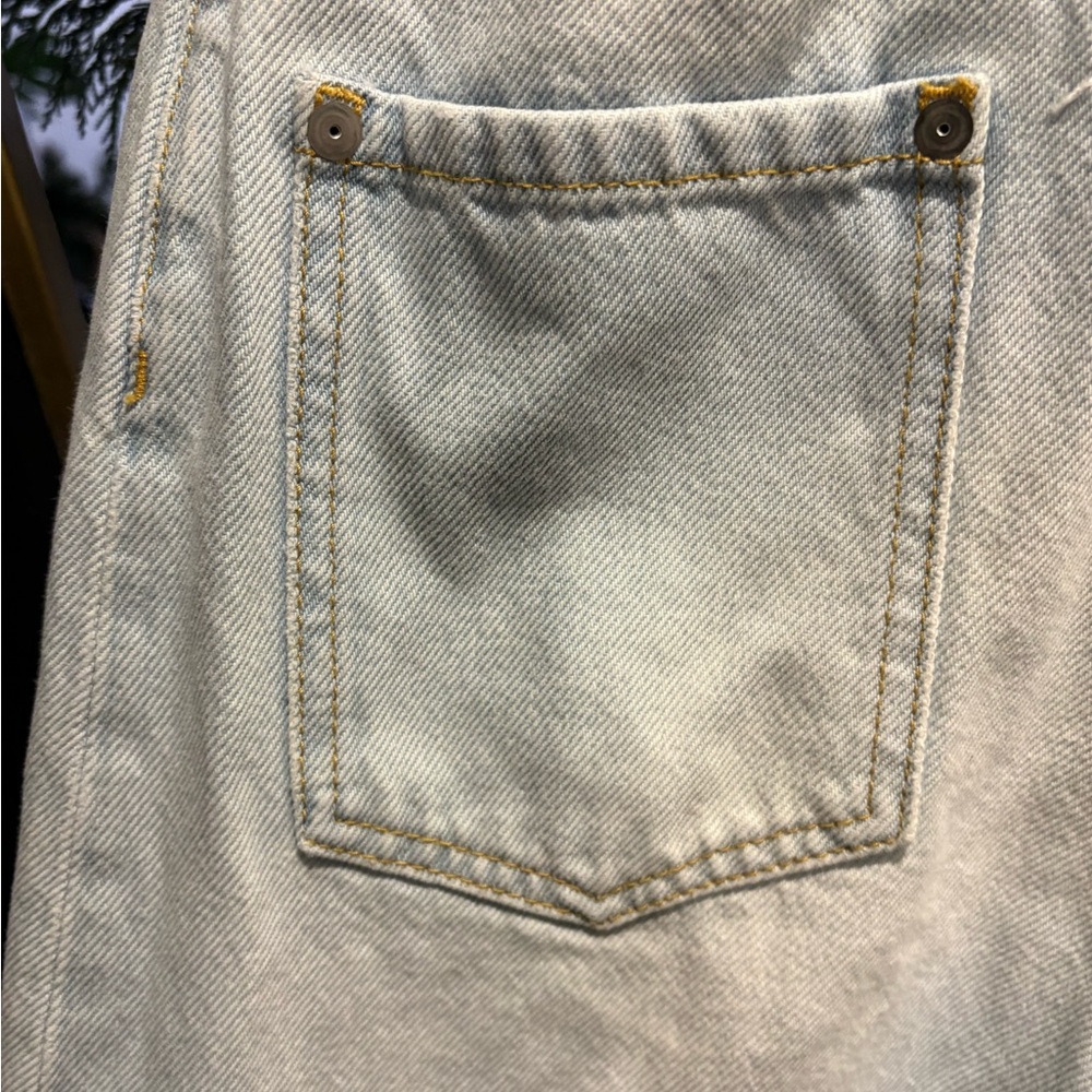 Light Blue with tan Women' Wide-Leg Jeans open waist Maison margiela size 2 - Picture 12 of 16